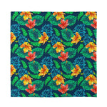 Hibiscus Monstera Hawaii Pattern Print Silk Bandana