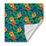 Hibiscus Monstera Hawaii Pattern Print Silk Bandana