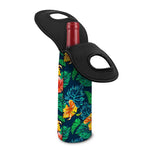 Hibiscus Monstera Hawaii Pattern Print Single Neoprene Wine Tote