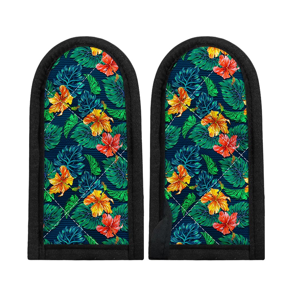 Hibiscus Monstera Hawaii Pattern Print Skillet Handle Cover