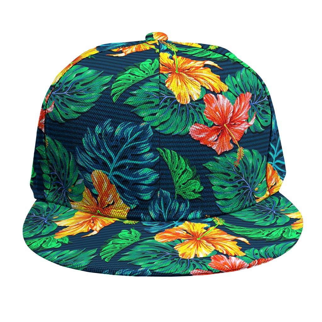 Hibiscus Monstera Hawaii Pattern Print Snapback Cap
