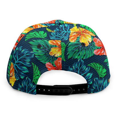 Hibiscus Monstera Hawaii Pattern Print Snapback Cap