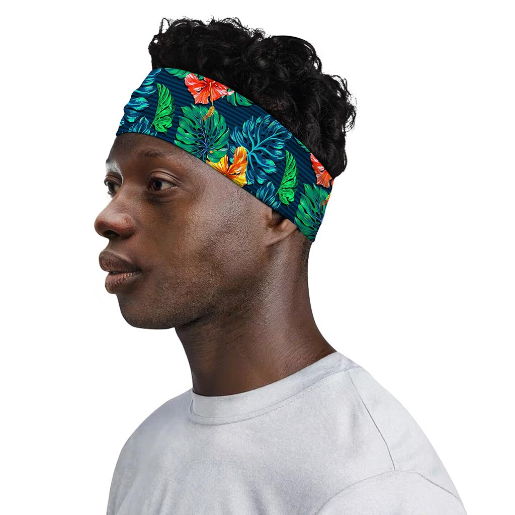 Hibiscus Monstera Hawaii Pattern Print Sports Headband