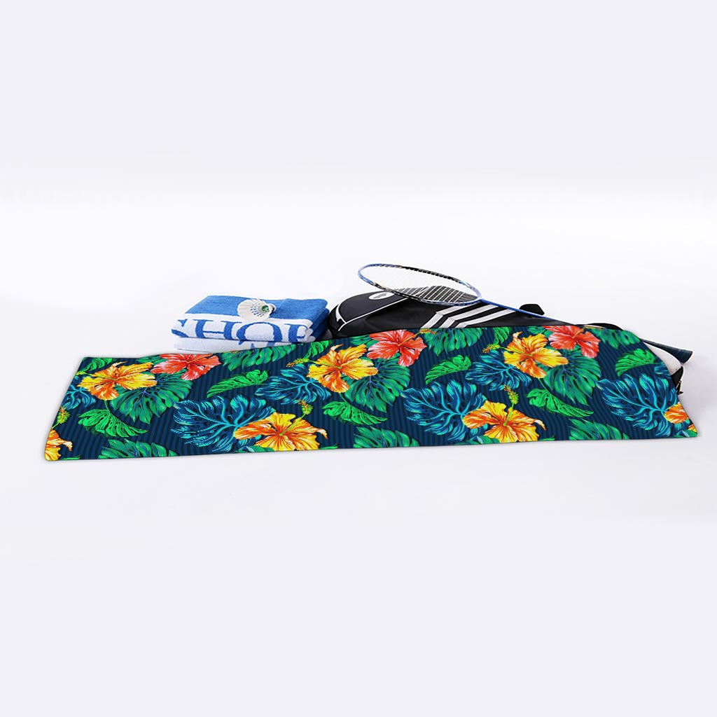 Hibiscus Monstera Hawaii Pattern Print Sports Towel