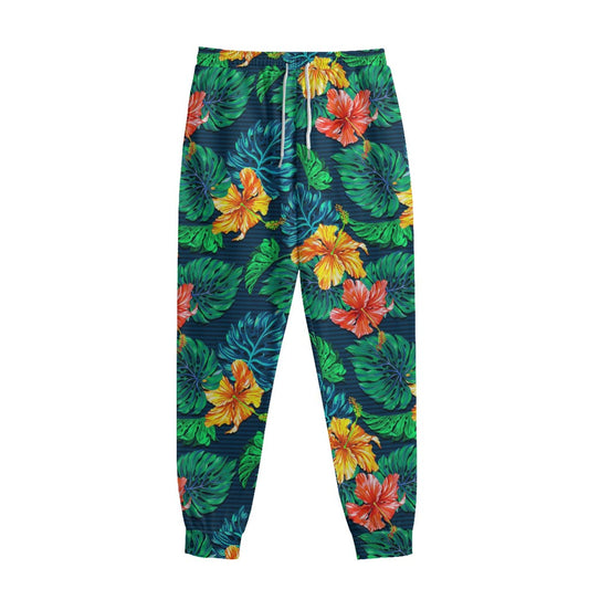 Hibiscus Monstera Hawaii Pattern Print Sweatpants