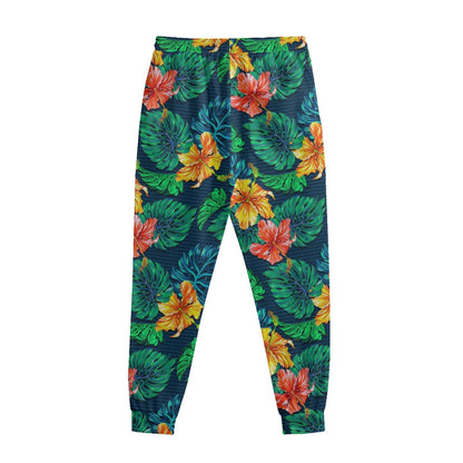 Hibiscus Monstera Hawaii Pattern Print Sweatpants