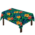 Hibiscus Monstera Hawaii Pattern Print Tablecloth
