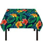 Hibiscus Monstera Hawaii Pattern Print Tablecloth