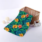 Hibiscus Monstera Hawaii Pattern Print Towel