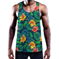 Hibiscus Monstera Hawaii Pattern Print Men's Workout Tank Top