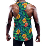 Hibiscus Monstera Hawaii Pattern Print Training Tank Top