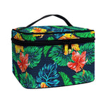 Hibiscus Monstera Hawaii Pattern Print Travel Makeup Bag