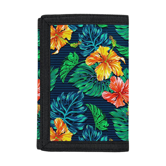 Hibiscus Monstera Hawaii Pattern Print Trifold Wallet