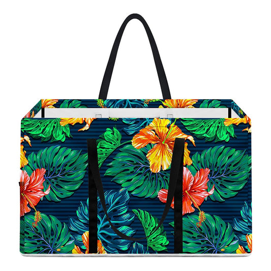 Hibiscus Monstera Hawaii Pattern Print Utility Tote Bag