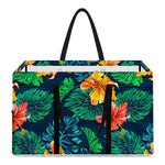 Hibiscus Monstera Hawaii Pattern Print Utility Tote Bag