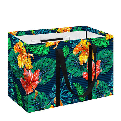Hibiscus Monstera Hawaii Pattern Print Utility Tote Bag