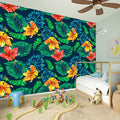 Hibiscus Monstera Hawaii Pattern Print Wall Sticker