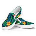 Hibiscus Monstera Hawaii Pattern Print White Slip On Sneakers