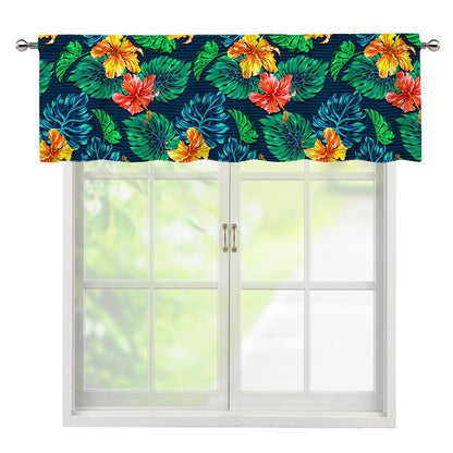 Hibiscus Monstera Hawaii Pattern Print Window Valance