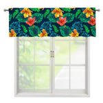 Hibiscus Monstera Hawaii Pattern Print Window Valance