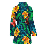 Hibiscus Monstera Hawaii Pattern Print Women's Bathrobe