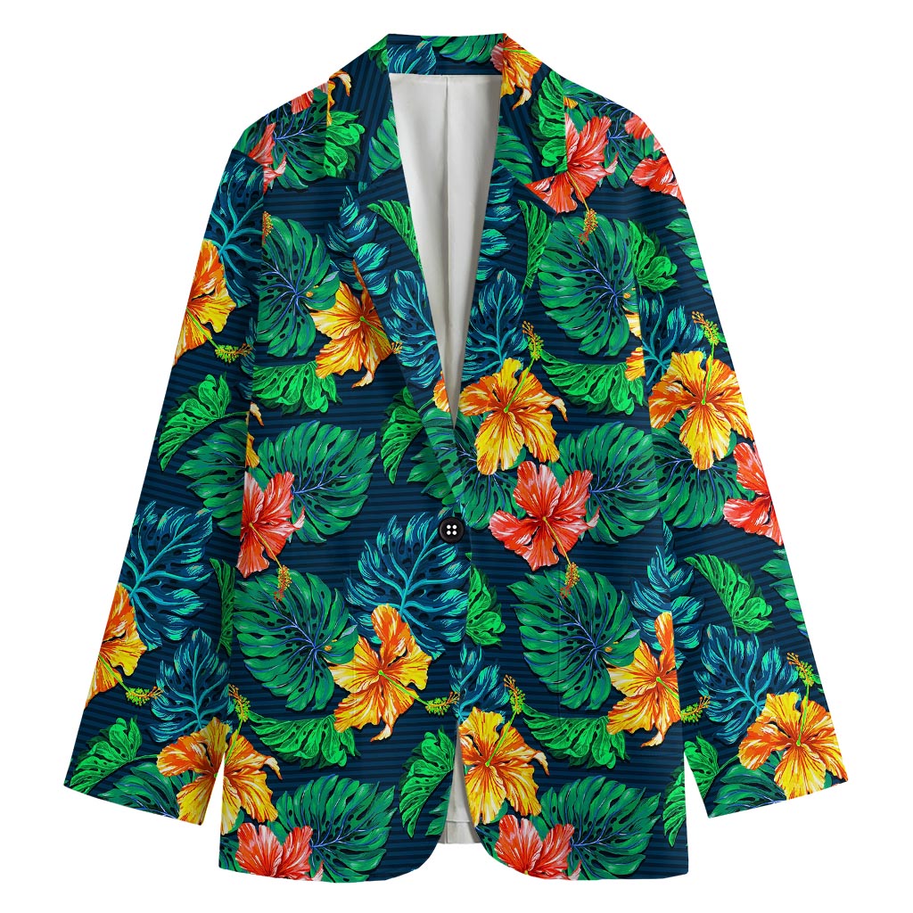 Hibiscus Monstera Hawaii Pattern Print Women's Blazer