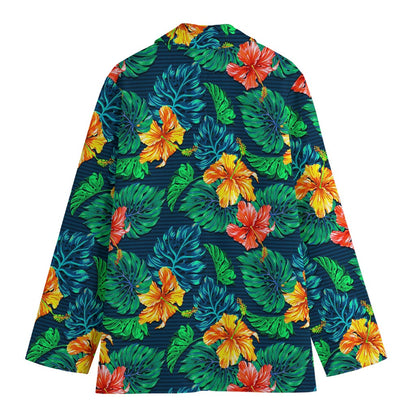Hibiscus Monstera Hawaii Pattern Print Women's Blazer