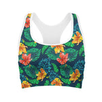 Hibiscus Monstera Hawaii Pattern Print Women's Sports Bra