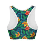 Hibiscus Monstera Hawaii Pattern Print Women's Sports Bra