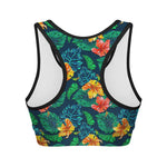 Hibiscus Monstera Hawaii Pattern Print Women's Sports Bra