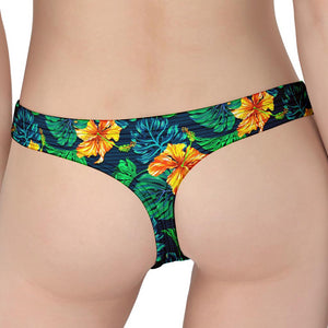 Hibiscus Monstera Hawaii Pattern Print Women's Thong