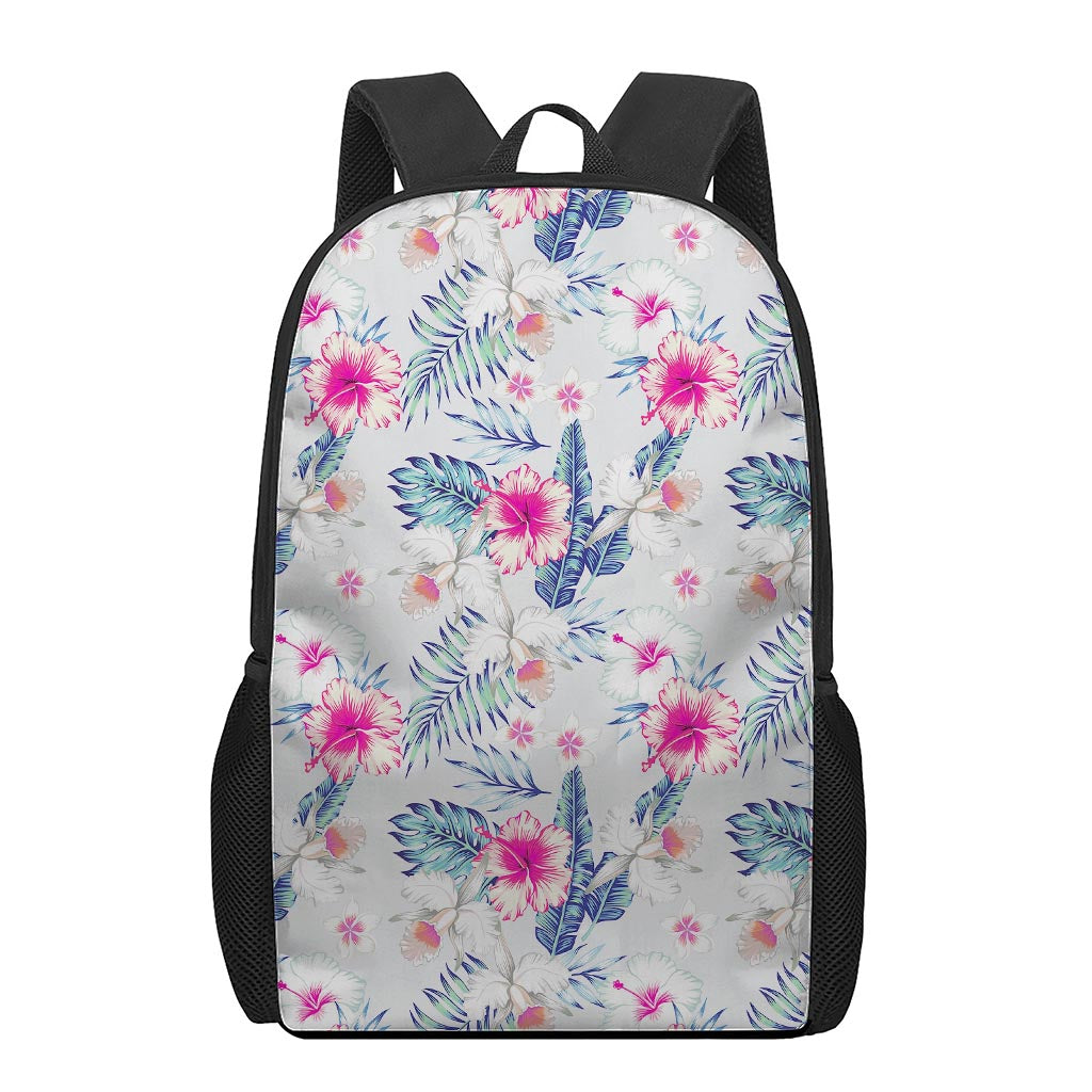 Hibiscus Orchids Hawaii Pattern Print 17 Inch Backpack