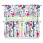 Hibiscus Orchids Hawaii Pattern Print 3 Piece Kitchen Curtains