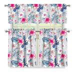 Hibiscus Orchids Hawaii Pattern Print 3 Piece Kitchen Curtains