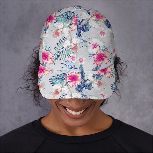 Hibiscus Orchids Hawaii Pattern Print Baseball Cap