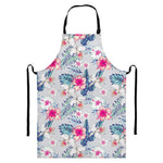 Hibiscus Orchids Hawaii Pattern Print Bib Apron With Pocket