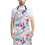 Hibiscus Orchids Hawaii Pattern Print Bib Apron With Pocket