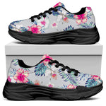 Hibiscus Orchids Hawaii Pattern Print Black Chunky Shoes