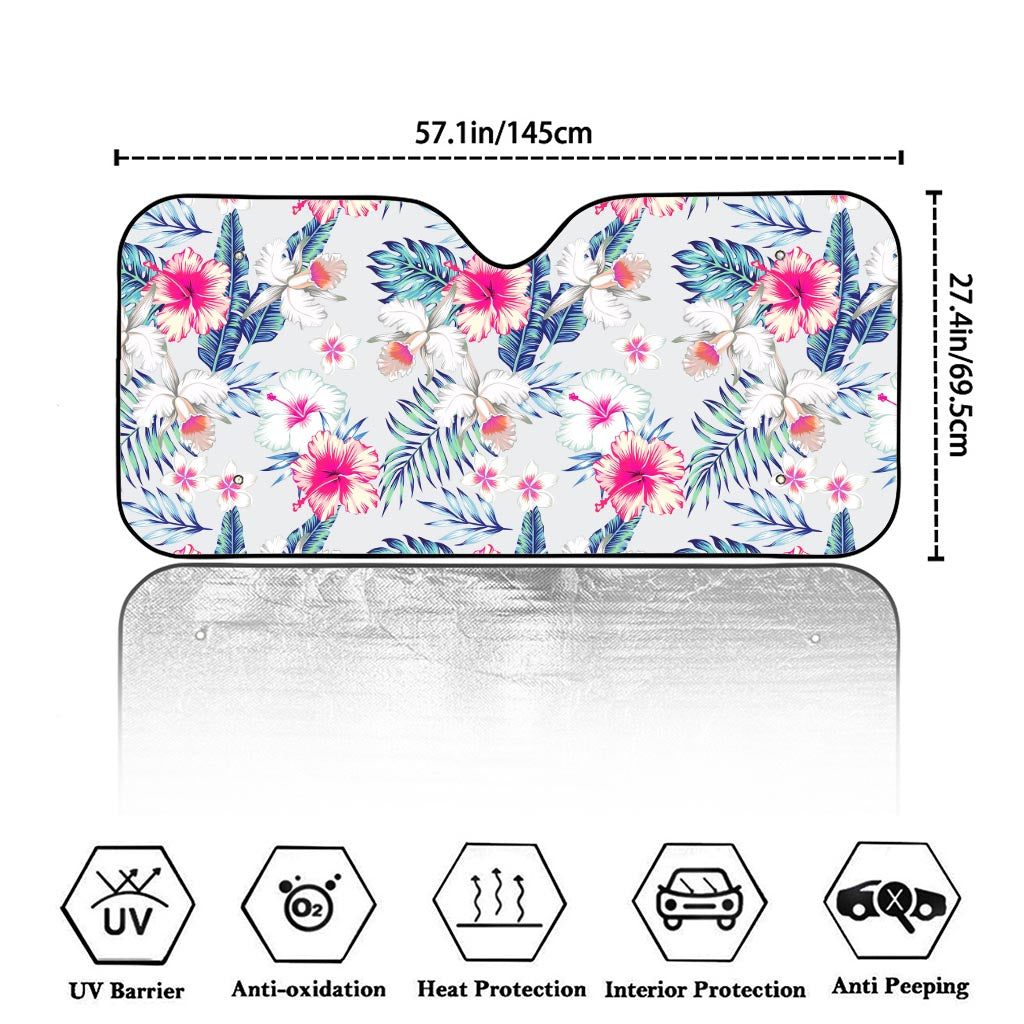 Hibiscus Orchids Hawaii Pattern Print Car Windshield Sun Shade