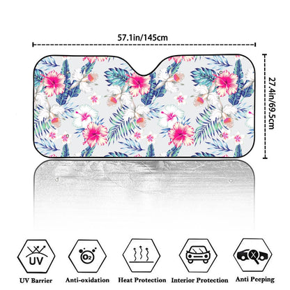 Hibiscus Orchids Hawaii Pattern Print Car Windshield Sun Shade