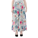 Hibiscus Orchids Hawaii Pattern Print Chiffon Maxi Skirt