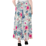 Hibiscus Orchids Hawaii Pattern Print Chiffon Maxi Skirt