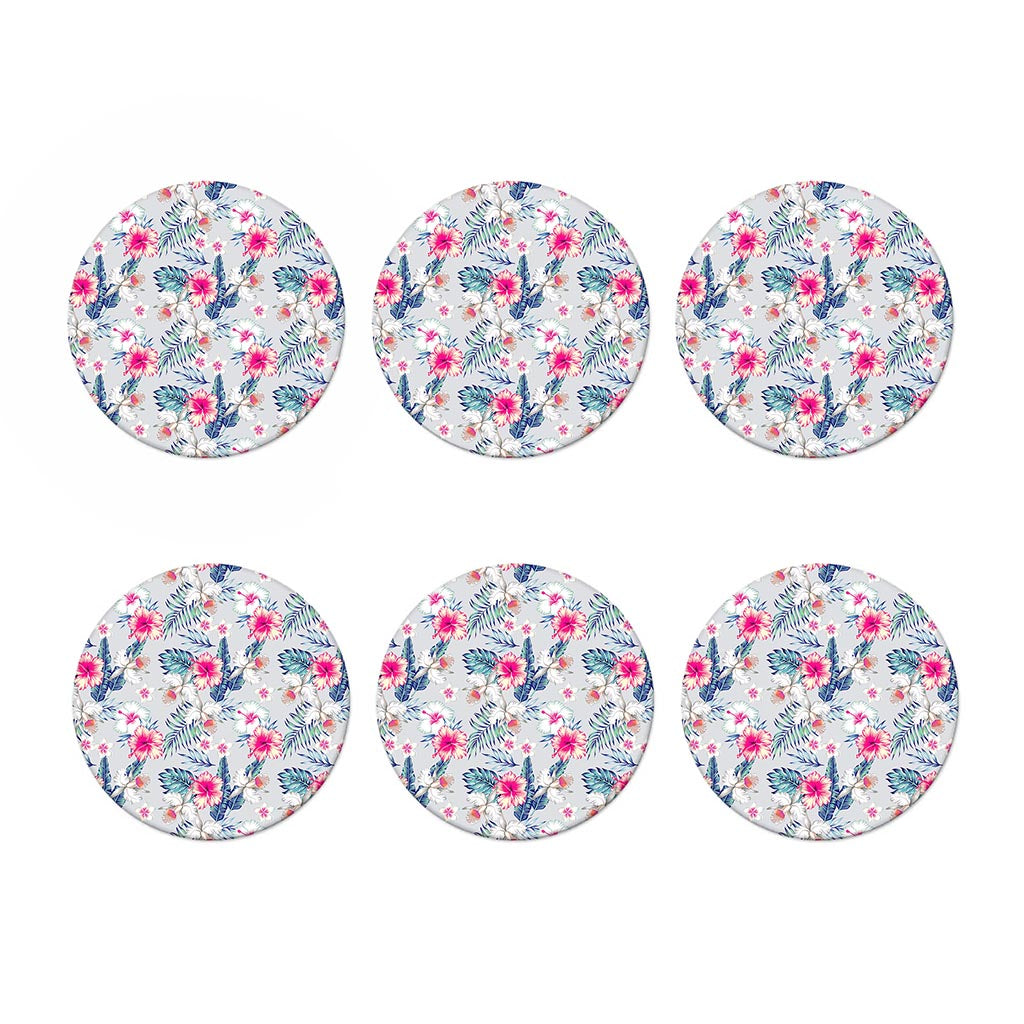 Hibiscus Orchids Hawaii Pattern Print Coaster Set