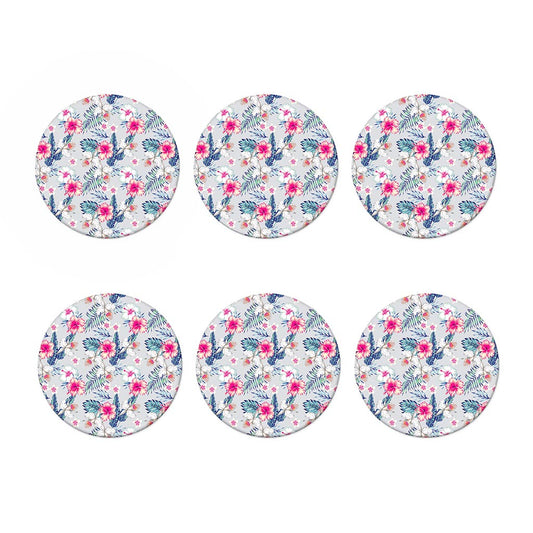 Hibiscus Orchids Hawaii Pattern Print Coaster Set