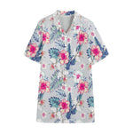 Hibiscus Orchids Hawaii Pattern Print Cotton Hawaiian Shirt