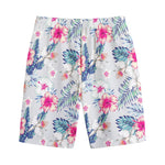 Hibiscus Orchids Hawaii Pattern Print Cotton Shorts
