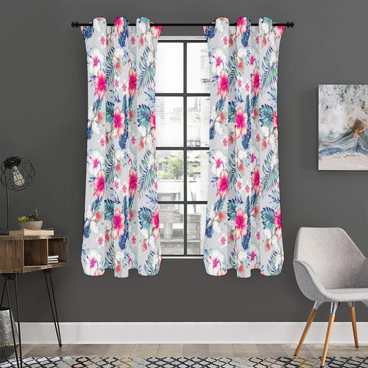 Hibiscus Orchids Hawaii Pattern Print Curtain