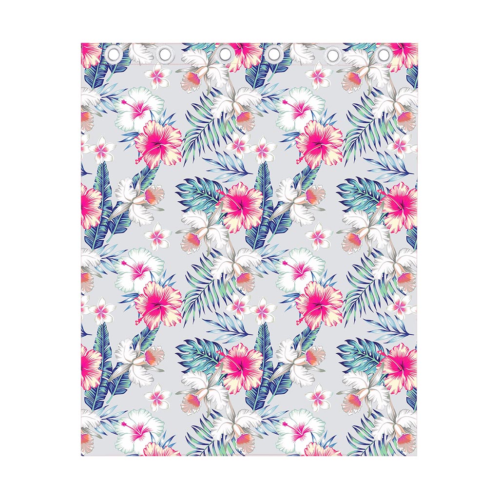 Hibiscus Orchids Hawaii Pattern Print Curtain