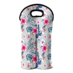 Hibiscus Orchids Hawaii Pattern Print Double Neoprene Wine Tote