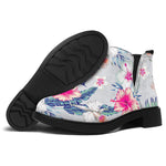 Hibiscus Orchids Hawaii Pattern Print Flat Ankle Boots